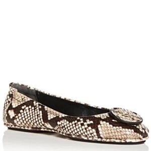 Tory Burch Snakeskin Embossed Minnie Travel Ballet Flat Roccia 7.
